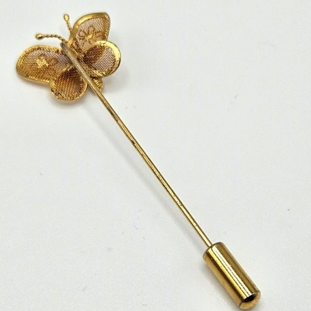 VINTAGE CMA Gold-Tone 3D Butterfly Stick Pin